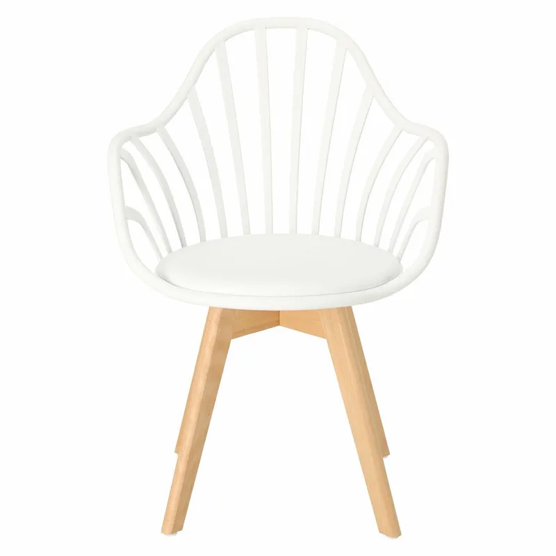 Krzesło MEBLIVA Sirena Z Podłokietnikami, Skandynawski Design - Białe