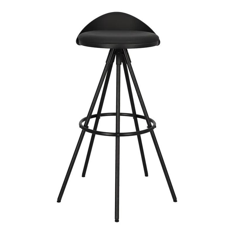 Stołek Barowy MEBLIVA Nagzari, Ekoskóra, Loftowy Design - Czarny