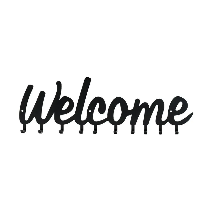 Wieszak Ścienny MEBLIVA Welcome Metal Industrialny - Czarny