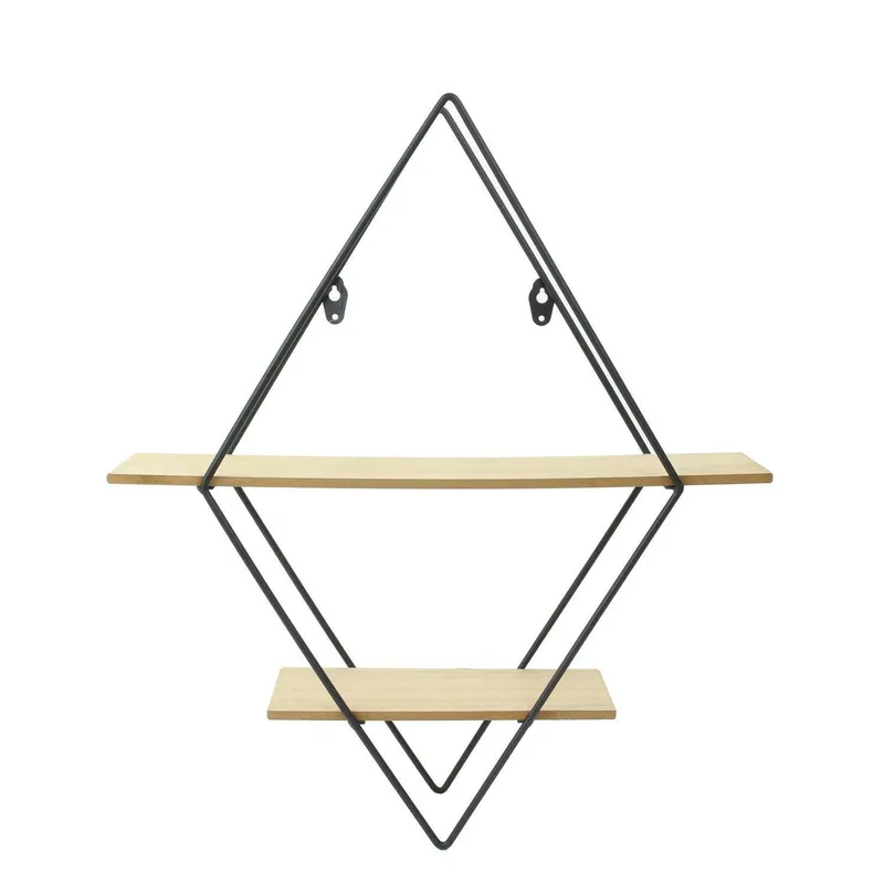 Półka Wisząca MEBLIVA Diamond, Metal MDF, 2 Półki - Czarny/Naturalny