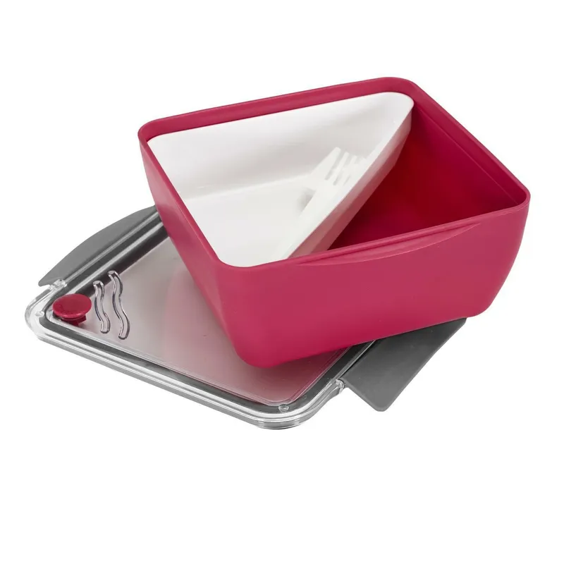 Lunch Box MEBLIVA Divided Z Widelcem, Pojemnik 2,6l - Różowy