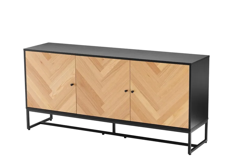 Komoda MEBLIVA Clar 160 cm, MDF, Skandynawska - Czarny