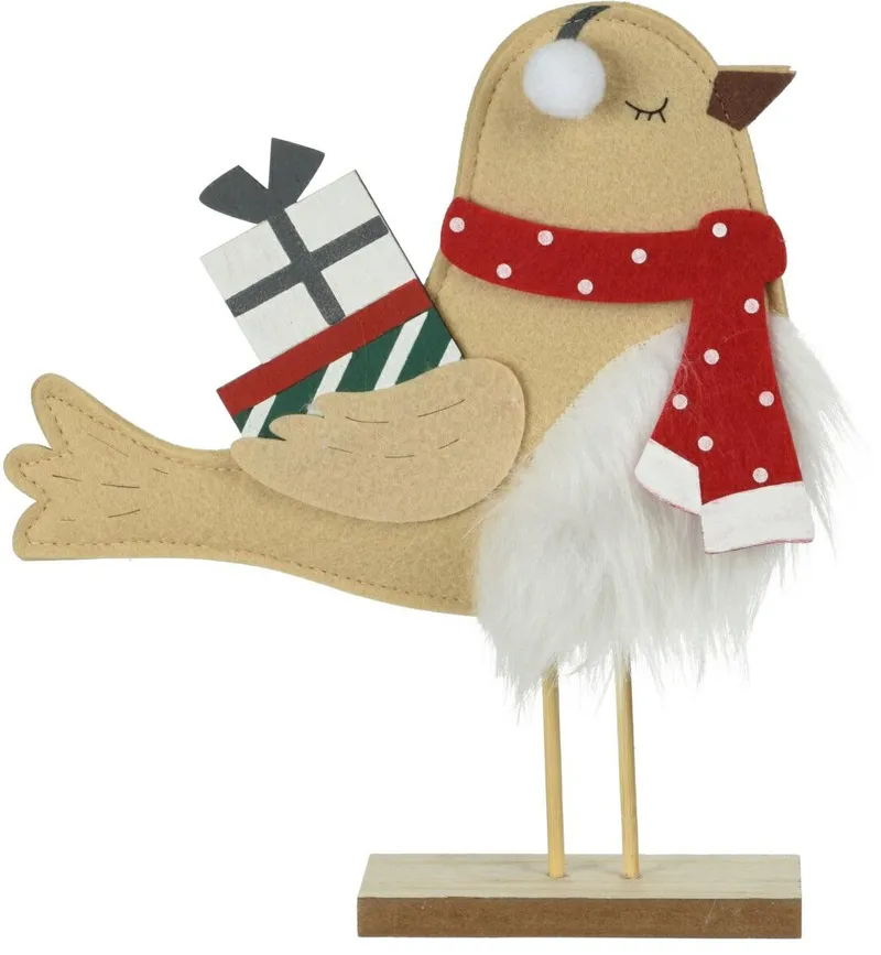 Figurka Filcowa Sikorka MEBLIVA 30cm Z Prezentem - Beżowy
