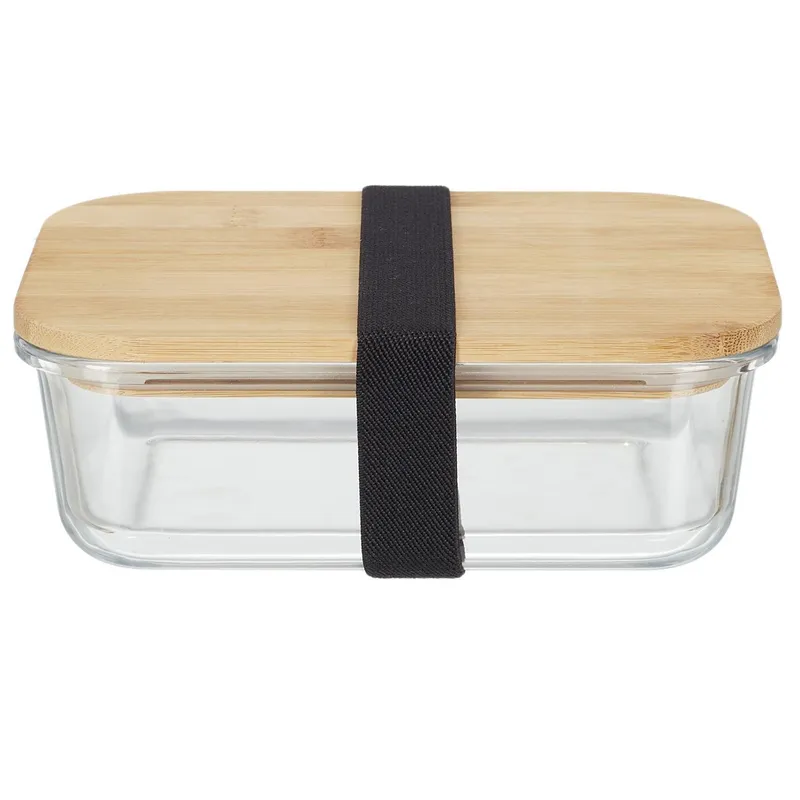 Lunch Box Szklany MEBLIVA Z Bambusową Przykrywką - Transparentny