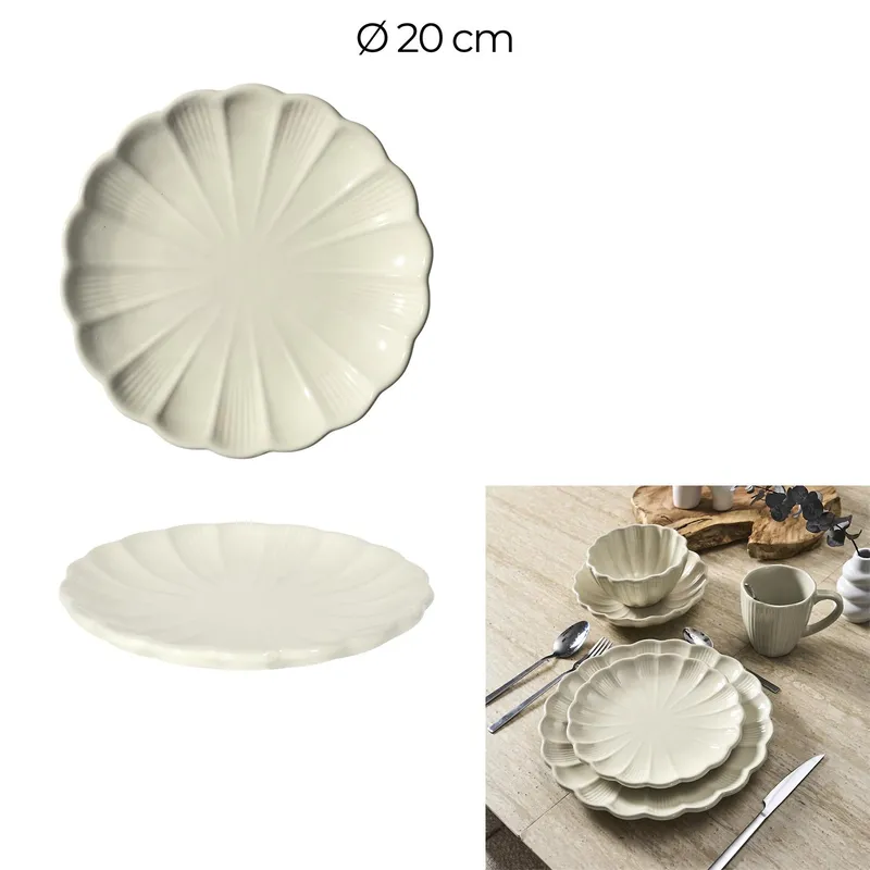 Talerz Deserowy MEBLIVA Calista, Ceramika Szkliwiona 20cm - Kremowy
