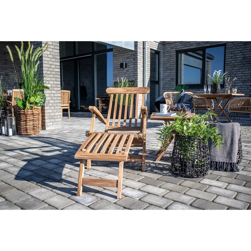 Leżak GARDIVA Arrecife Drewno Tekowe Skandynawski - Naturalny