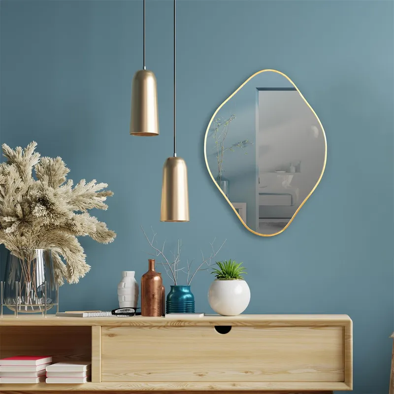 Lustro Diamond MEBLIVA 60 cm, Nieregularny Kształt Metal - Złoty