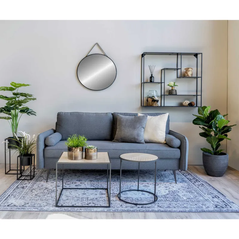 Lustro MEBLIVA Trapani 60cm, Okrągłe W Aluminiowej Ramie - Czarny