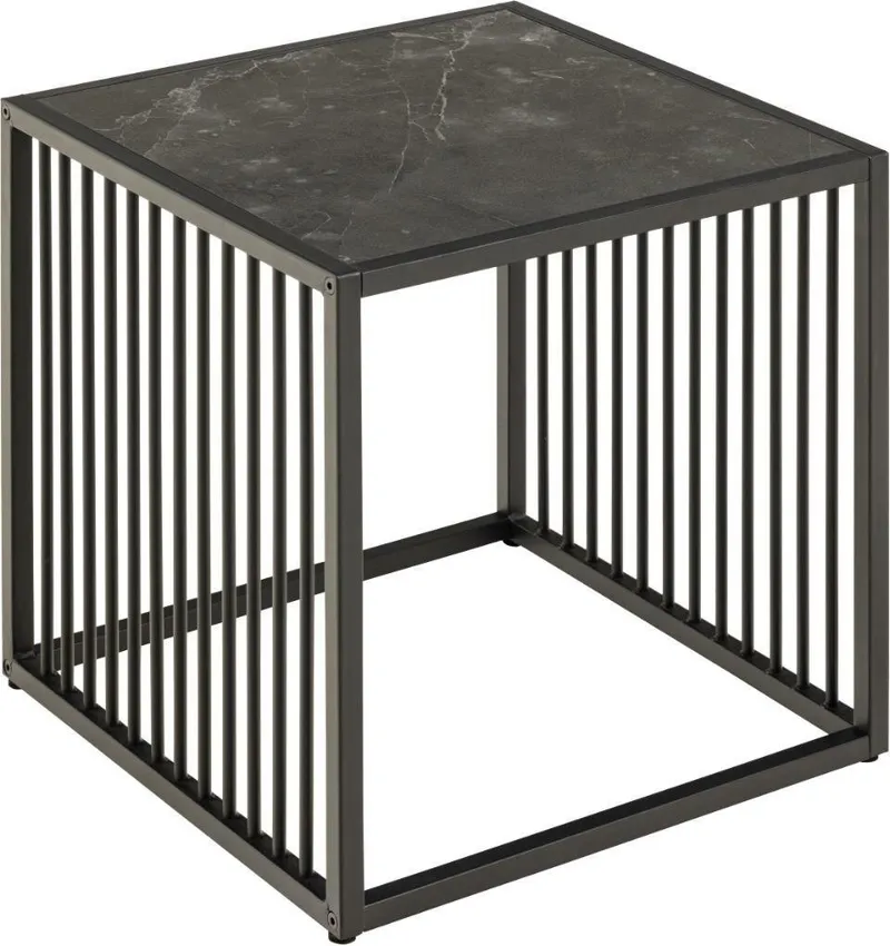 Stolik Kawowy MEBLIVA Strington 40x40cm Marmur - Czarny