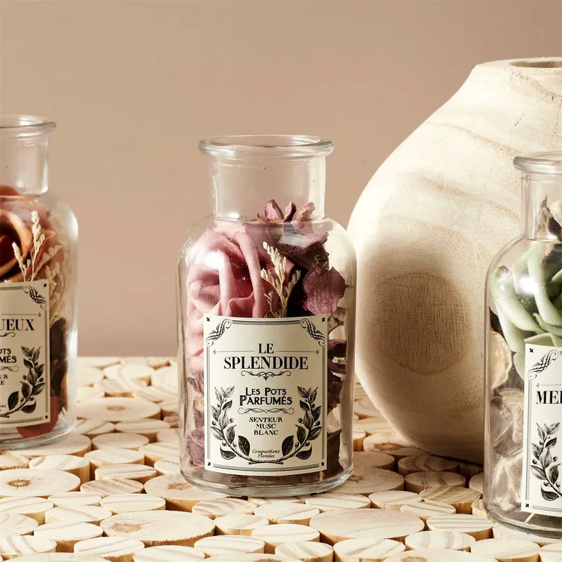 Szklany Słój MEBLIVA 16cm Z Pot Pourri - Różowy
