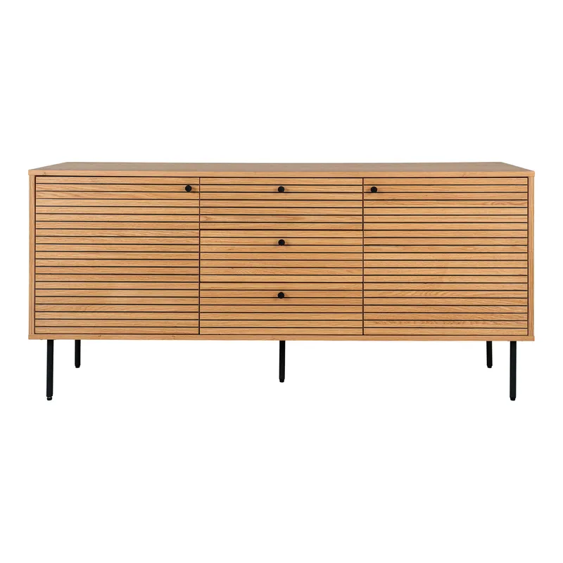 Komoda MEBLIVA Kyoto 3 Szuflady 150 cm, Fornir Dębowy - Naturalny