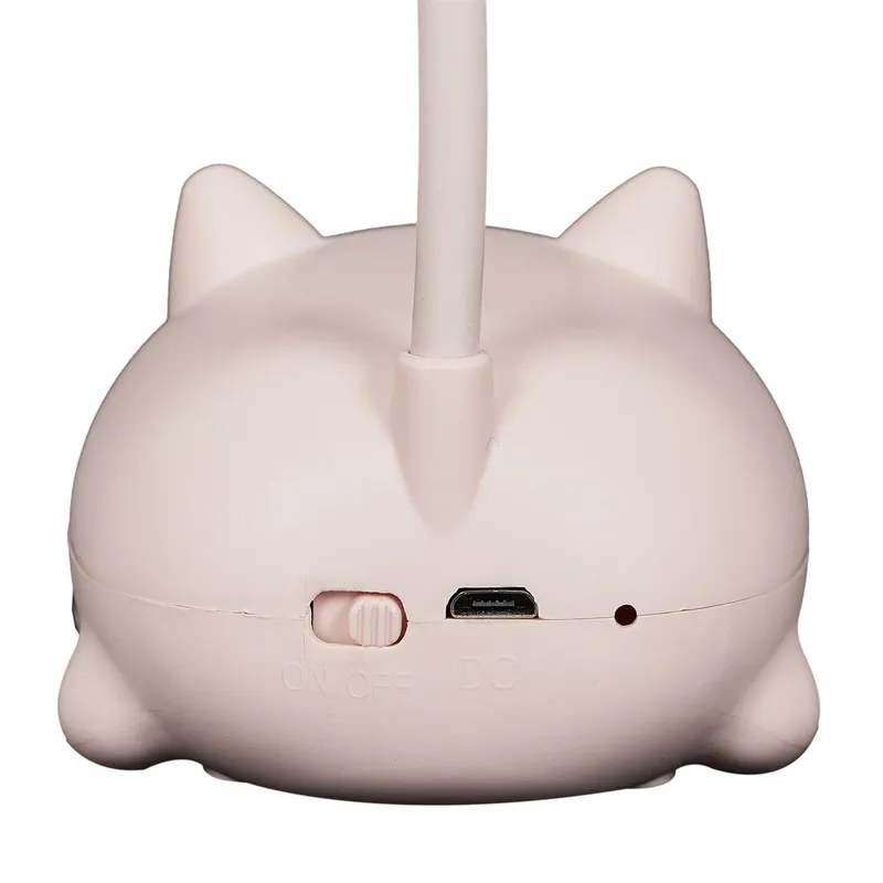 Lampka LED Stołowa MEBLIVA Kitty, Tworzywo Sztuczne - Różowa
