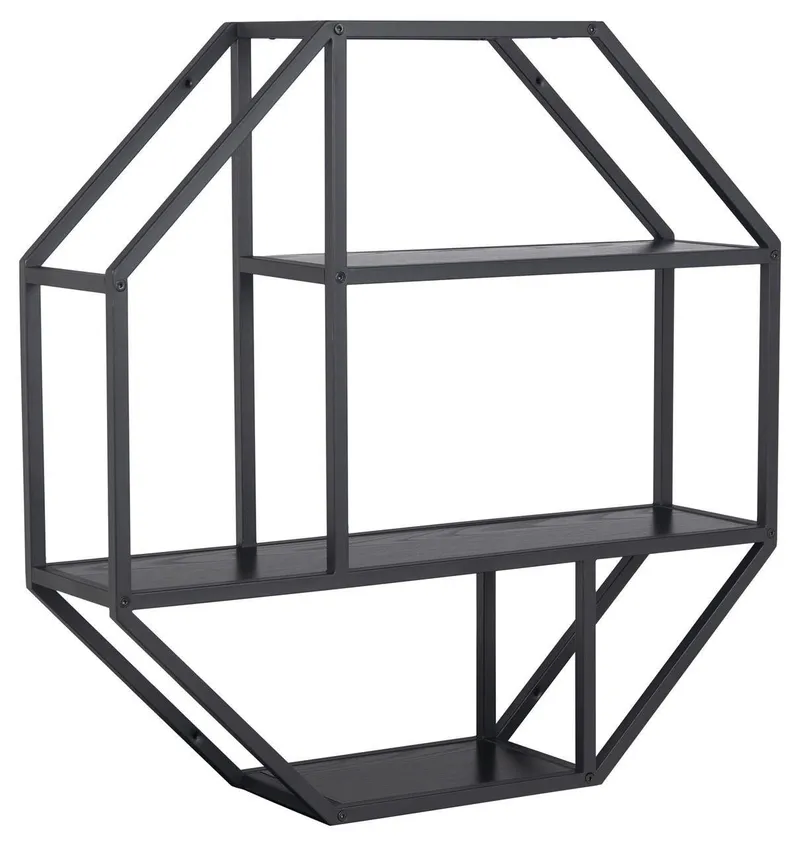 Półka MEBLIVA Seaford Octagon Industrialna 77x77 cm - Czarna