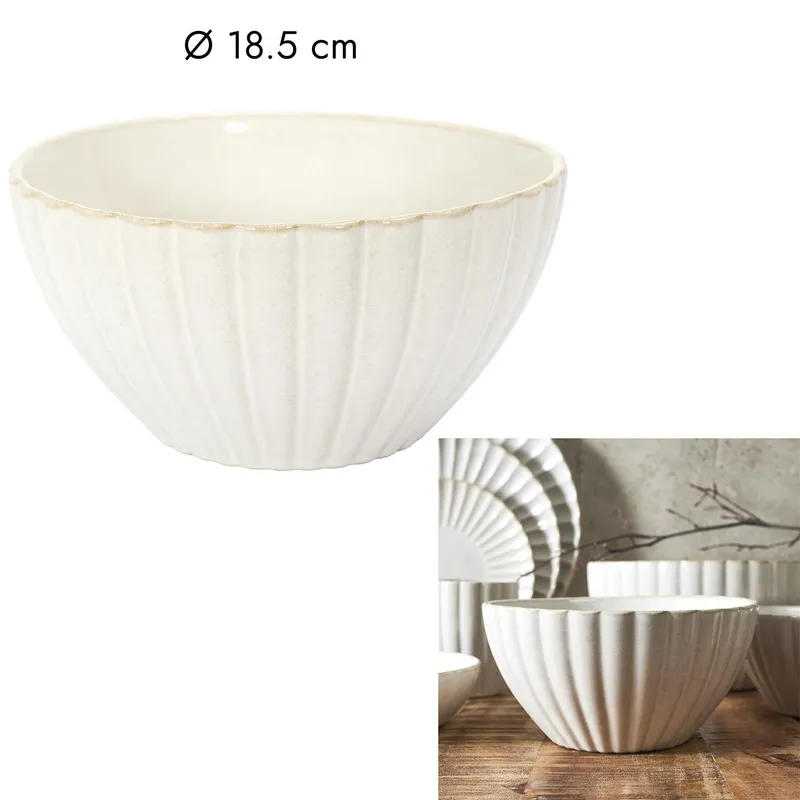 Miska Obiadowa MEBLIVA Vlora Ceramika 18,5cm - Beżowa