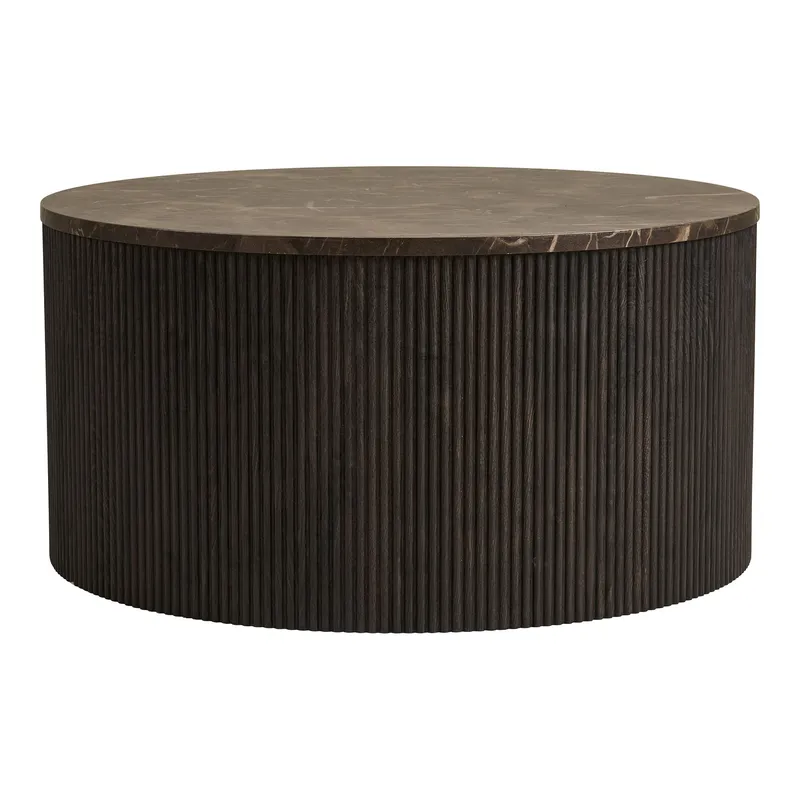 Stolik Kawowy MEBLIVA Rota, Imitacja Marmuru, Okrągły 80 cm - Brązowy
