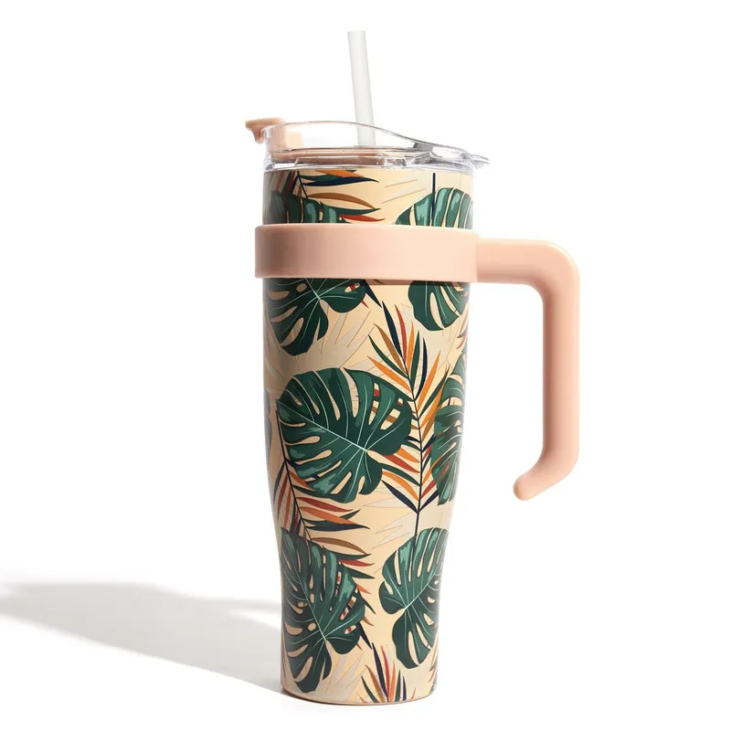 Kubek Termiczny MEBLIVA Miami Tropical, Stal Nierdzewna 1200 ml - Zielony