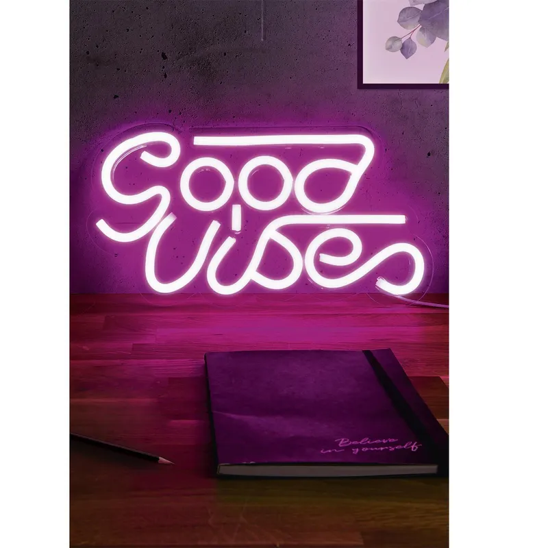 Lampa Dekoracyjna MEBLIVA Good Vibes Neon LED - Różowa