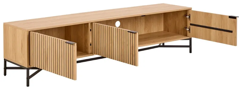 Szafka RTV MEBLIVA Jaipur Dąb - Nowoczesna, 176,4 cm - Czarny