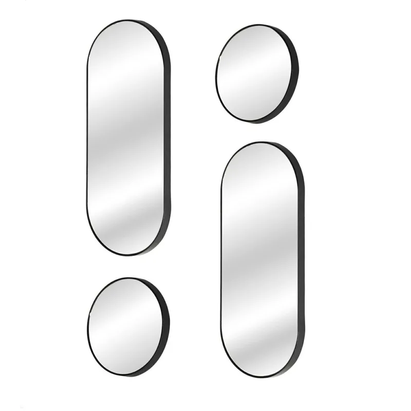 Zestaw 4 Luster MEBLIVA Deco Round Owalny Nowoczesny - Czarny