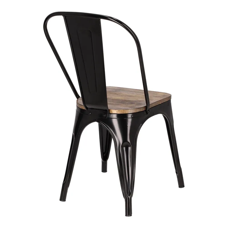 Krzesło MEBLIVA Paris Wood Drewno Sosnowe Metal - Czarny
