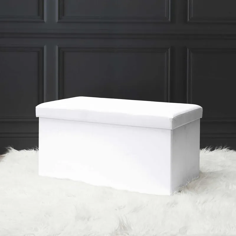 Pufa MEBLIVA Velse Eko Skóra Schowek 76,5 cm - Biała