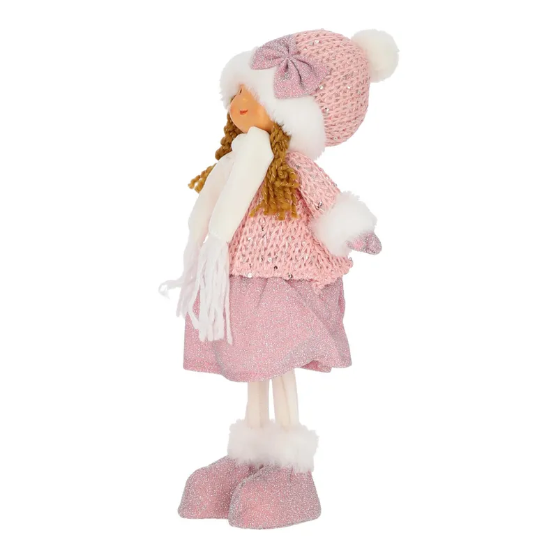 Figurka Dziewczynka MEBLIVA 38cm Nowoczesna Tkanina - Różowa
