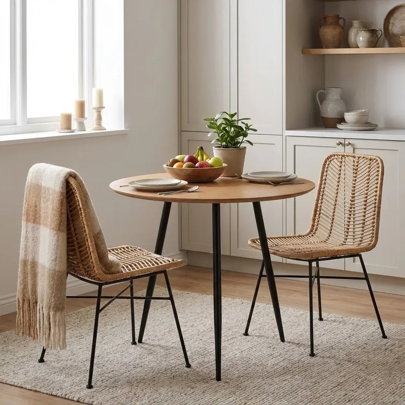 Stół MEBLIVA Sottile 80cm, Okrągły, Płyta Laminowana - Naturalny