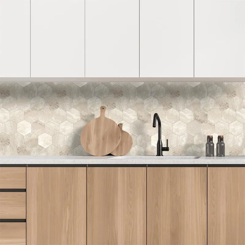 Panel Winylowy Samoprzylepny MEBLIVA Easy Stick – Heksagon - Beżowy