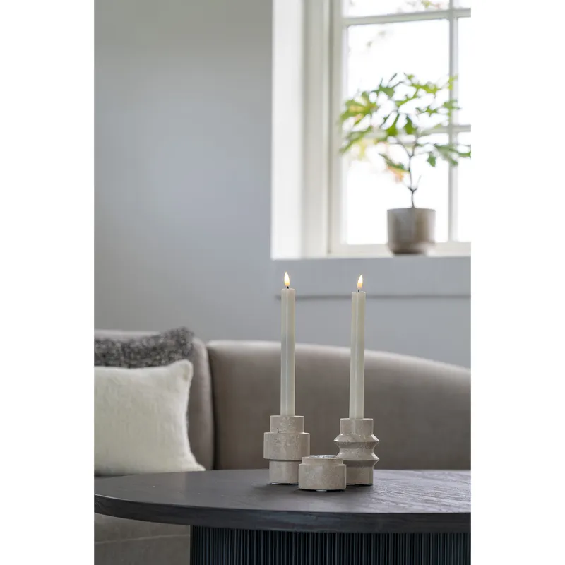 Świeczniki Na Tealight MEBLIVA Trawertyn, Okrągłe 7x7 cm - Beżowy