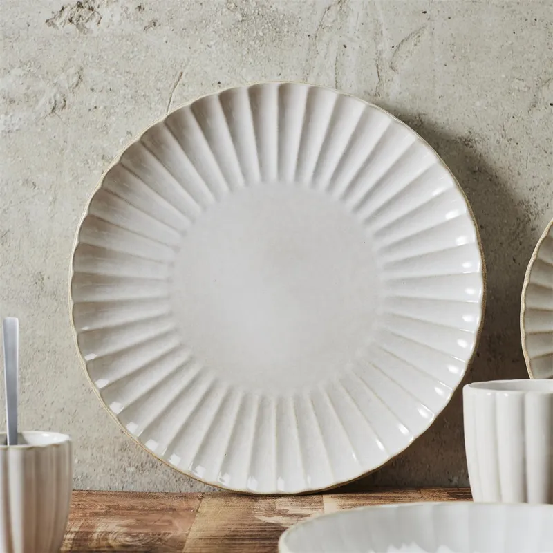 Talerz Do Serwowania MEBLIVA Vlora Ceramiczny 32cm - Beżowy