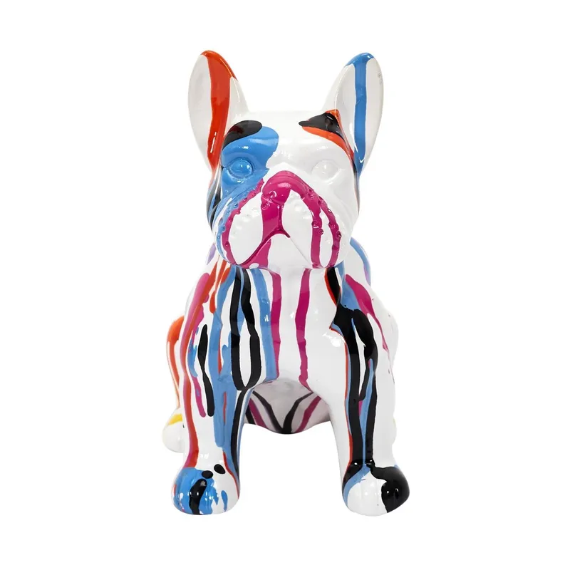 Figurka Buldog Francuski MEBLIVA Ceramika 20 cm - Biały Multikolor