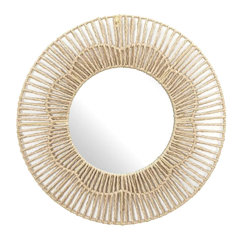 Lustro Boho MEBLIVA Nairobia 50cm, Okrągłe, Metal - Naturalny