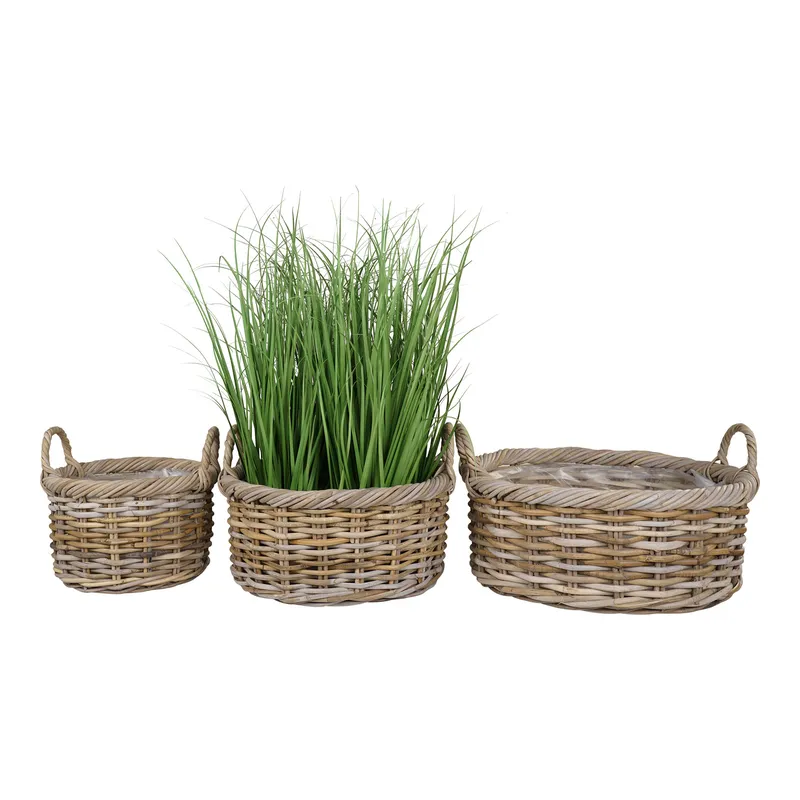 Zestaw 3 Koszy Kuta MEBLIVA Rattan - Naturalny