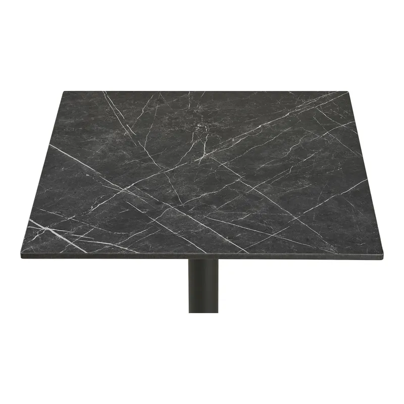 Stół Bistro MEBLIVA 60x60 cm, Marmur, Czarne Nogi - Szary