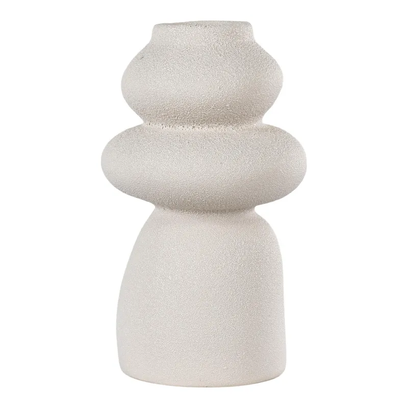 Wazon Ceramiczny MEBLIVA Z Kamiennymi Akcentami, Gres, Boho - Beżowy