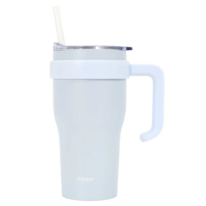 Kubek Termiczny MEBLIVA Miami 600ml Z Uchwytem I Słomką - Szary