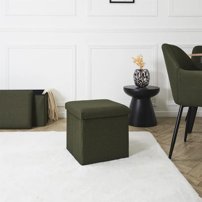 Pufa MEBLIVA Vels Atom Tkanina 38x38 cm Nowoczesna - Khaki