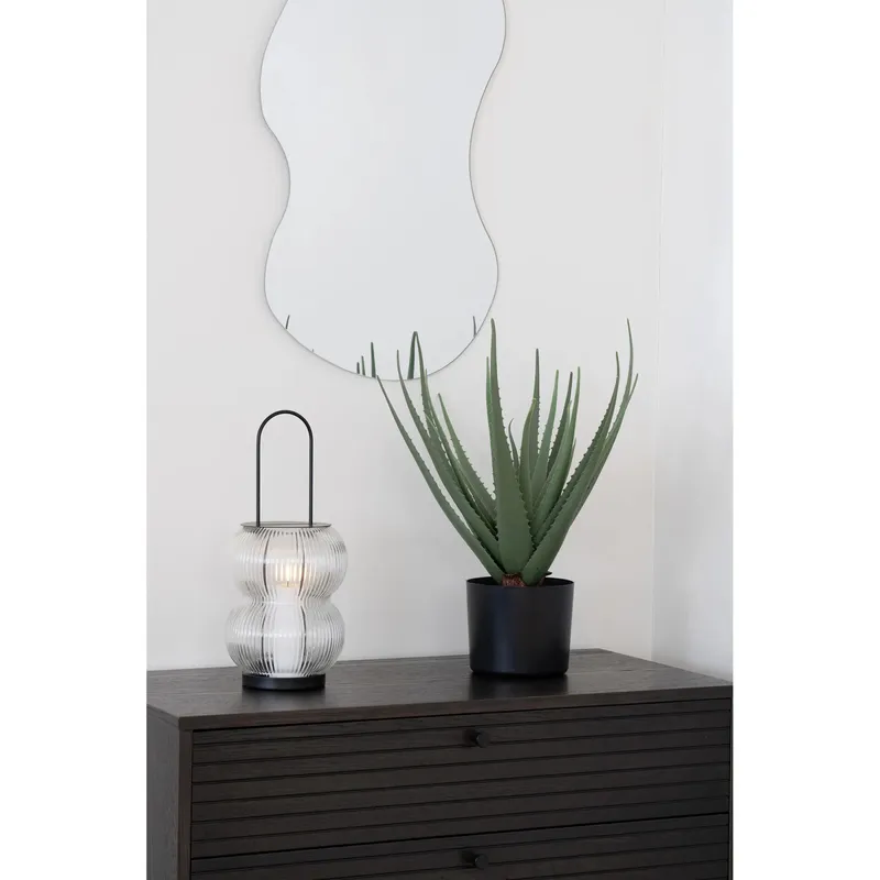 Lampion Ogrodowy MEBLIVA Lucena, Szkło Ryflowane, 36 cm - Transparentny
