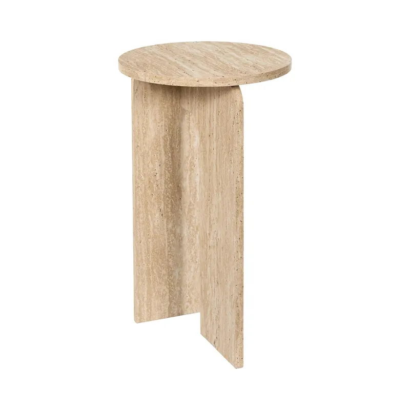 Stolik Pomocniczy MEBLIVA Stone Okrągły Japandi 30 cm - Beżowy