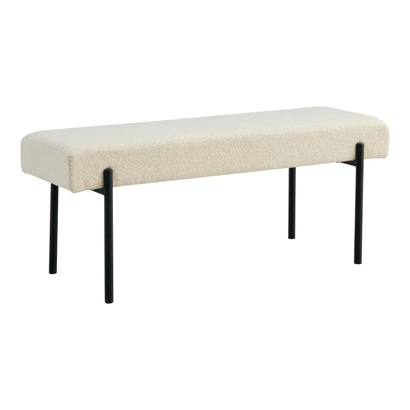 Ławka MEBLIVA Swindon Bouclé, Nowoczesna, 100 cm - Biała/Czarna