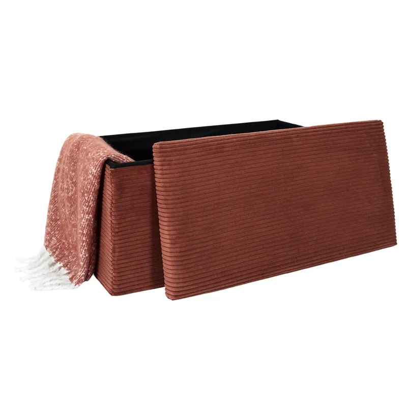 Pufa MEBLIVA Velse Scott Składana, Sztruksowa Aksamitna - Terracotta