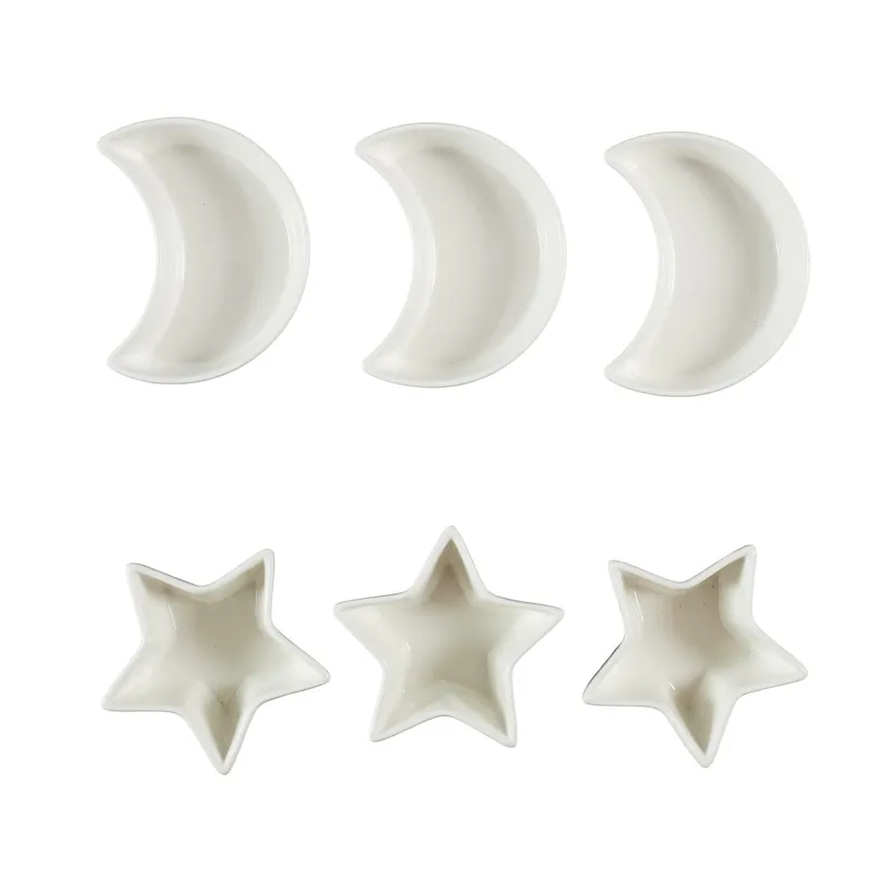 Zestaw 6 Naczyń Do Serwowania MEBLIVA Star/Moon Ceramika - Biały