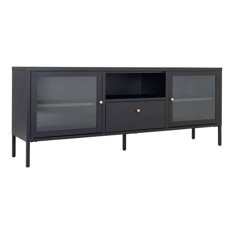 Szafka RTV MEBLIVA Dalby, Metal Loftowy 160 cm - Czarny