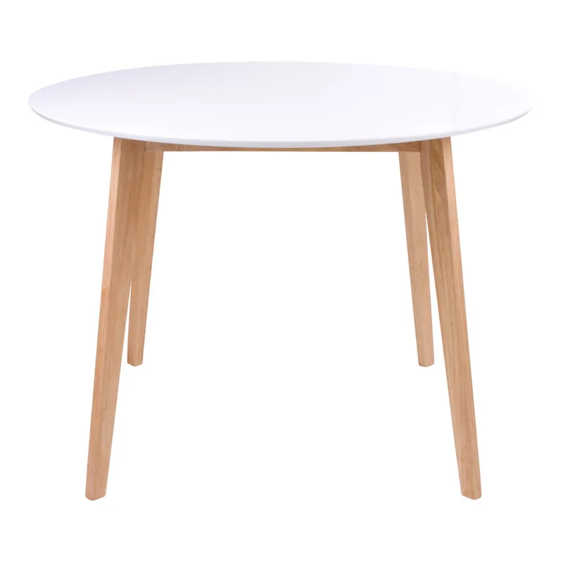 Stół MEBLIVA Vojens Okrągły 105cm MDF, Biały - Naturalny