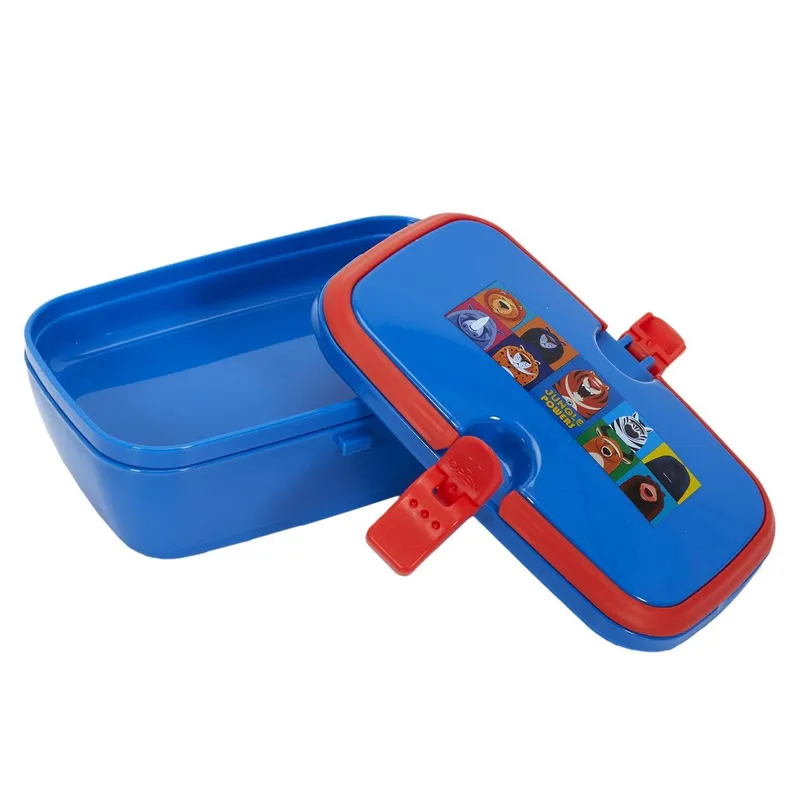 Lunch Box Dziecięcy MEBLIVA Dżungla, Tworzywo Sztuczne - Niebieski