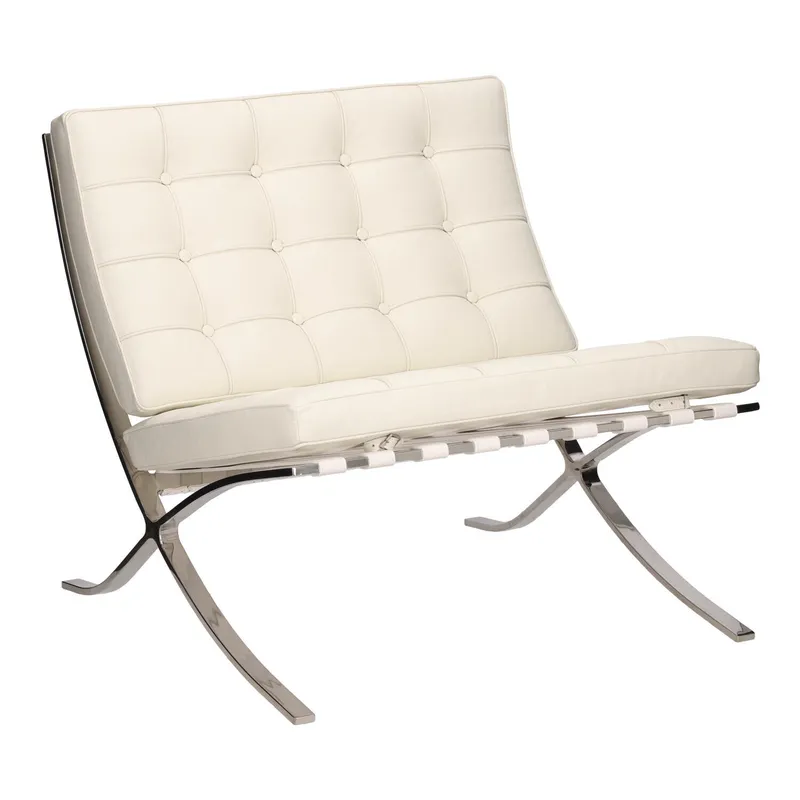 Fotel MEBLIVA BA1 Skóra Naturalna Minimalistyczny Design - Biały