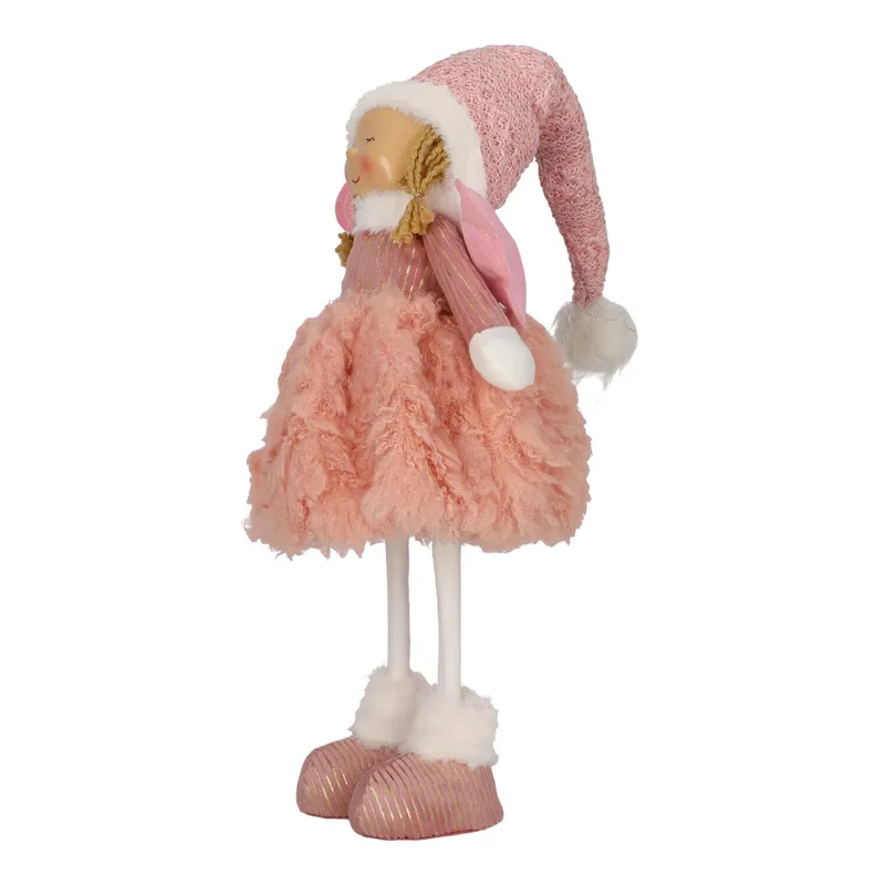 Figurka Dekoracyjna MEBLIVA Aniołek LED, Nowoczesny Styl, 69 cm - Różowy