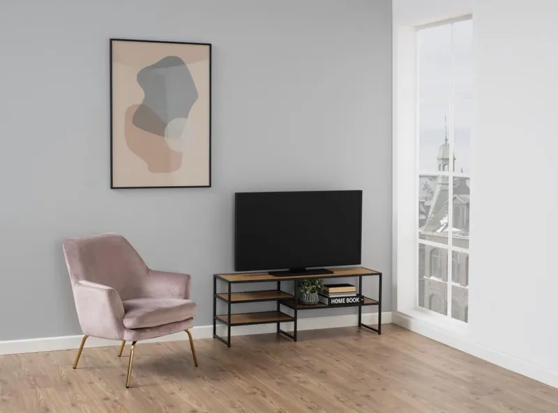 Szafka RTV MEBLIVA Seaford 120 cm, Płyta MDF, Industrialny - Naturalny