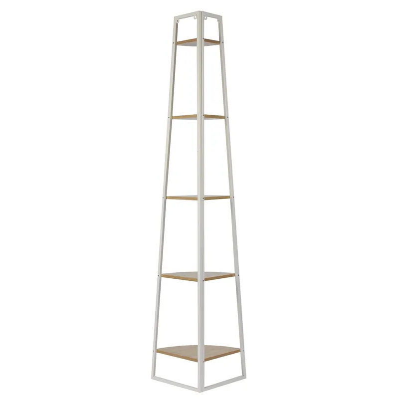 Regał Corner Narożny MEBLIVA, 180 cm, 5 Półek, Loftowy - Biały
