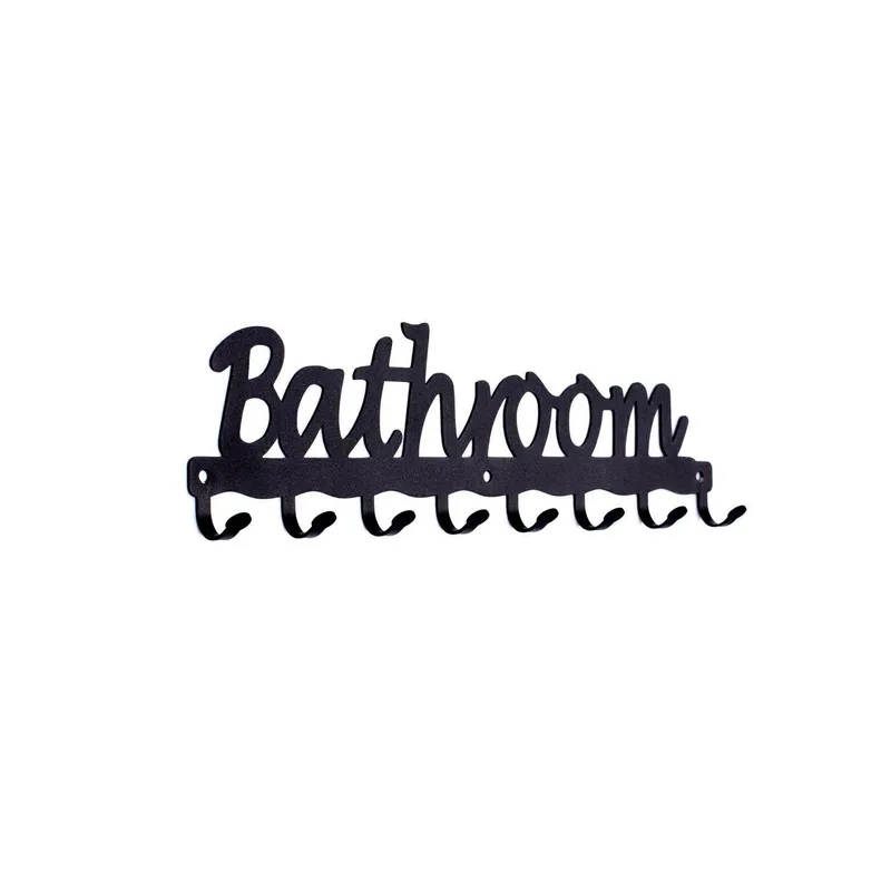 Wieszak Ścienny MEBLIVA Bathroom Metalowy 8 Uchwytów - Czarny